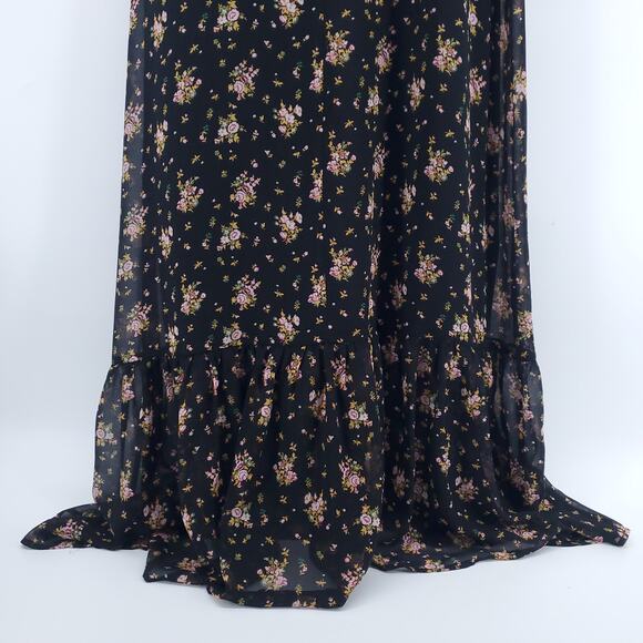 WAYF Retro Coq Y2k Babydoll Slip Dress Chiffon Floral TieKnot Lined Ruffle Hem M - Picture 6 of 16